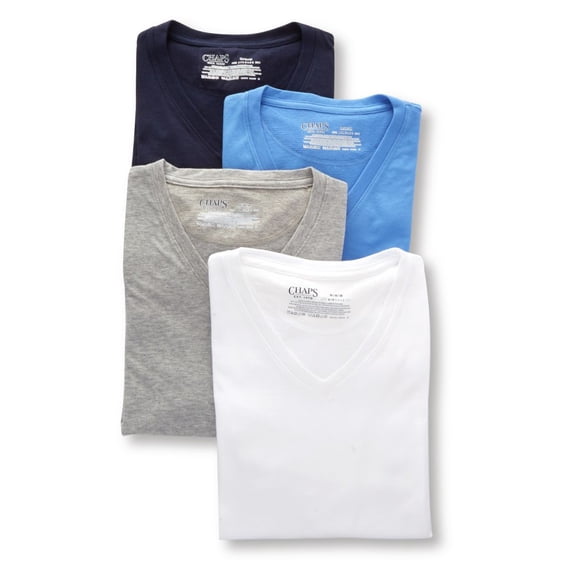 Chaps Mens V-Neck T-Shirt, 4-Pack