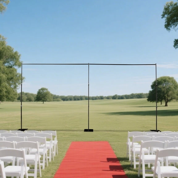 Efavormart Heavy Duty Metal Backdrop Stand – Black 10ft x 20ft Pipe & Drape Adjustable Photography Background Stand with 3 Flat Steel Bases