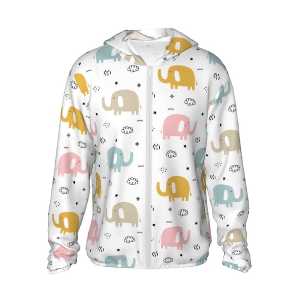 Balery Little Elephant Sudadera ligera de manga larga con capucha y protección solar UPF 50+ para hombre y mujer, ideal para pesca y running-X-Large