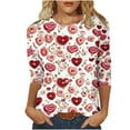 DDAPJ pyju Plus Size Valentines Shirt for Womens 2024 Spring 3/4 Sleeve