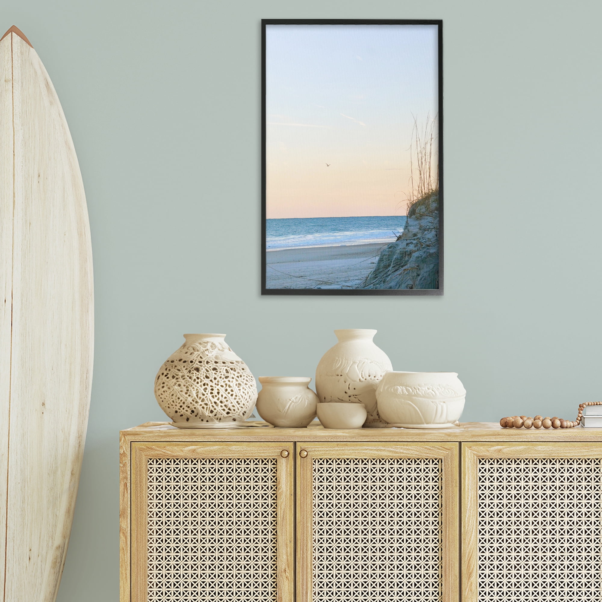 Stupell Industries Serene Beach Sunset Landscape Photography Black Framed Art Print Wall Art, 20 x 30