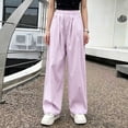 thumbnail image 4 of hlysgo Girls Wide Leg Pants Flowy Palazzo Linen Loose Fit Pant Casual Beach Travel Trousers with Pockets Purple Purple,5-6 Years, 4 of 5