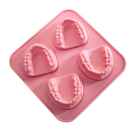 Milue 4 Hole Denture Teeth Shaped Ice Cube Mold Silicone Ice Tray DIY Ice Cream Mould