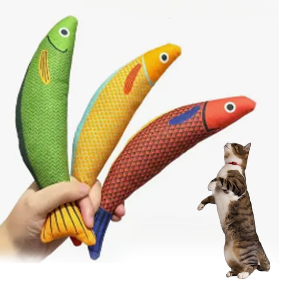 3 Pack Cat Toys Saury Fish, Catnip Toys For Cats, Interactive Cat Kicker Toys for Indoor Kitten Exercise 9.05 Inches for All Breeds