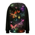 thumbnail image 5 of larppty Zip Up Hoodie Women 2025 Casual Long Sleeve Sweatshirts Fall Winter Fashion Lightweight Butterfly Print Hooded Clothes with Pockets (Pink, L), 5 of 6
