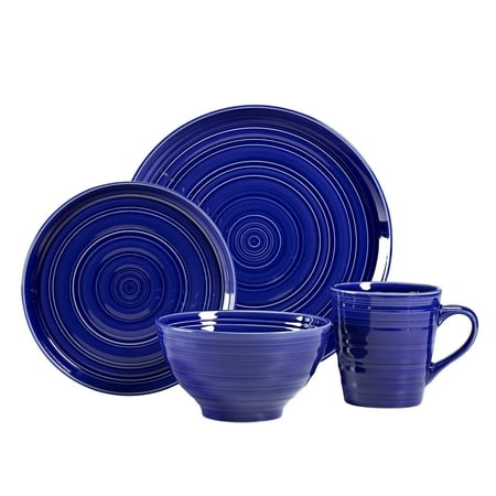Woven Paths Farmhouse 16-Piece Dinnerware Set, Blue