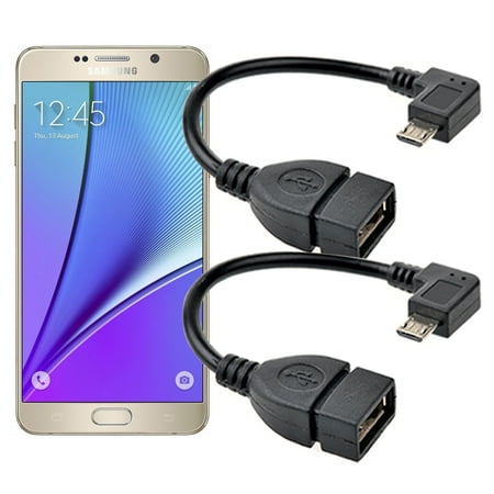 Otg Cable For Samsung Galaxy Tab EEEKit Micro USB Male to USB A Female Cable, 2-Pack Host OTG Adapter Cable with Angle 12cm for Samsung Galaxy Tab S2/A/E/S7/S6 Edge/Note 5 ()