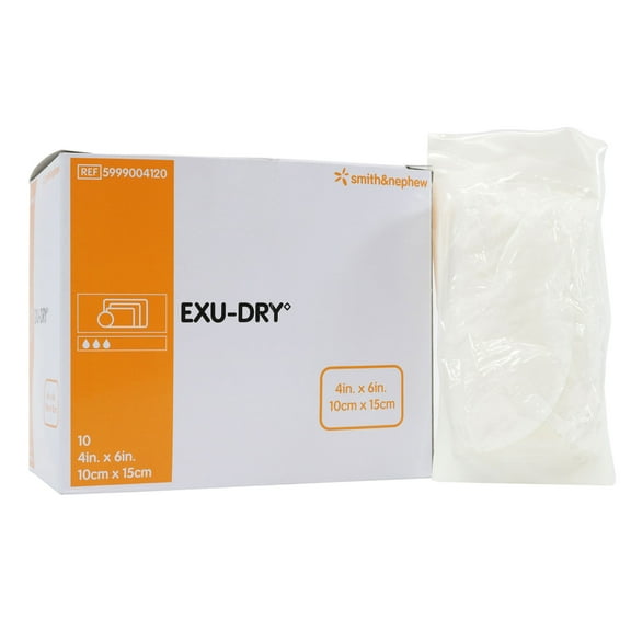 Exu-Dry Anti-Shear Absorbent Dressing, 4 in x 6 in, 10 Count, 1 Pack