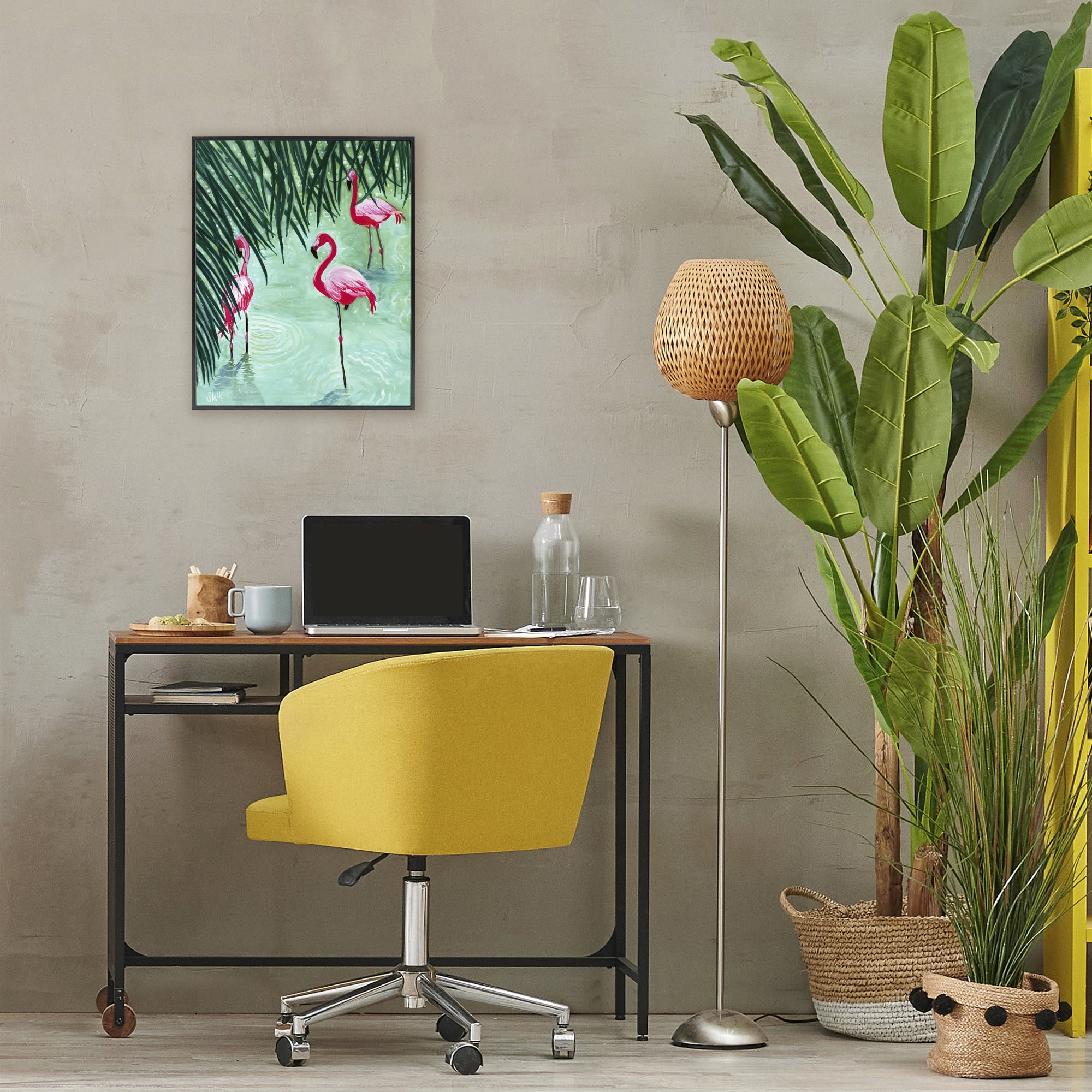Stupell Industries Shallow Flamingo Pond Black Framed Giclee Art, design by Sarah Waldron Kimball
