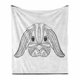 thumbnail image 1 of Bunny Soft Flannel Fleece Throw Blanket, Boho Style Hare Head Ornamented with Zentangle Motifs, Cozy Plush for Indoor and Outdoor Use, 50" x 70", Charcoal Grey and White, by Ambesonne, 1 of 6