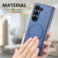 thumbnail image 5 of for Samsung Galaxy Z Fold 7 Case, PU Leather + PC Frame + Fabric, Ultra Slim Lightweight Protective Phone Cover, MagSafe Compatible, Supports Magnetic Car Mount, Drop Protective, Blue, 5 of 11