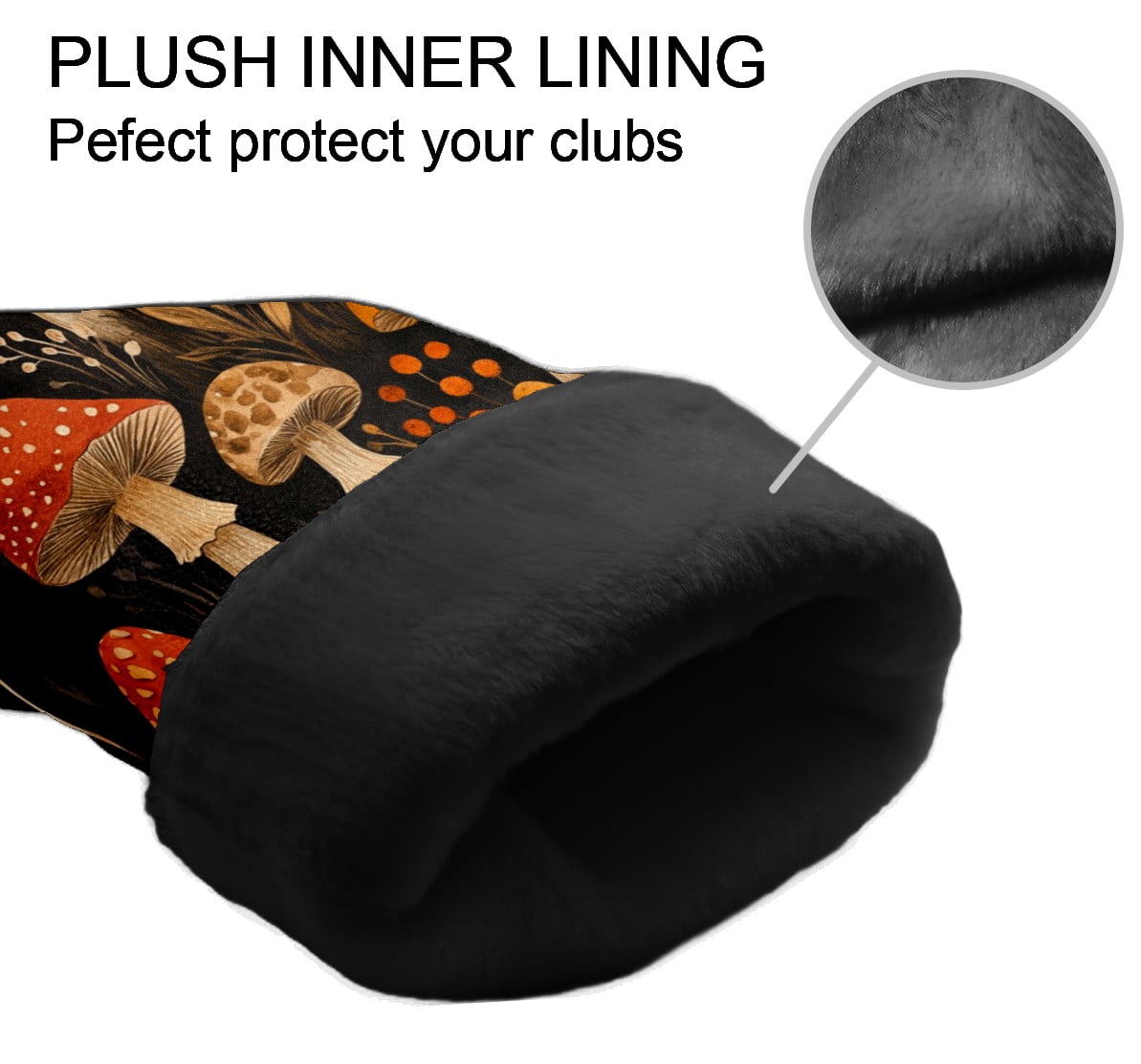 Golf Club Covers PU Leather Waterproof Head Covers for Fairway Woods Hybrids Cute Mushrooms Unisex Fits Most Brands