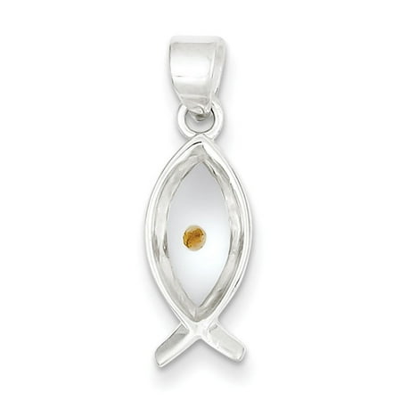 Enamel Tropical Fish Charm - Sterling Silver Enameled with Mustard Seed Ithicus Fish Pendant