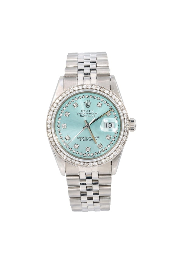 Pre-Owned Rolex Datejust 16014 36MM Turquoise Diamond Dial With 1.20 CT Diamonds