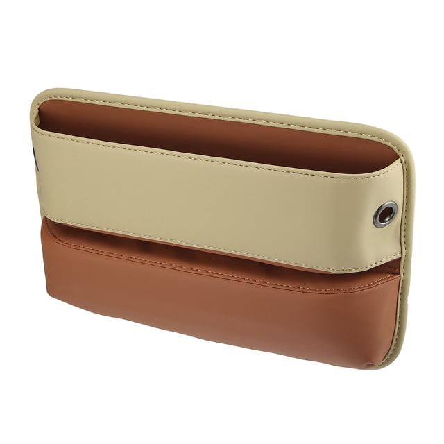 Relleno de espacio para asiento de coche, organizador multifunción para asiento de coche, consola, bolsillo lateral, caja de almacenamiento, marrón y Beige