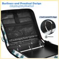 thumbnail image 4 of Zipper Binder with Shoulder Strap 2 inch 3 Ring Waterproof File Folder Organizer Bag 500 Sheet Teal Palm Tree Pattern, 4 of 8