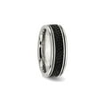 thumbnail image 3 of Gem & Harmony Mens Stainless Steel 8mm Grooved Stingray Inlay Wedding Band Ring for Men, 3 of 6