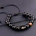 thumbnail image 2 of 10MM Black Onyx Stone Initial Bracelet for Men Letter Link Handmade Tiger Eye Bead Braided Rope Bracelet Gifts Mens Bracelet, 2 of 5
