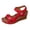 Red, variant on Rokment Platform Wedges Walking Sandals for Women Ladies Comfortable Fashion Casual Leather Fish Mouth Open Toe Chunky High Heels Ankle Strap Dressy Summer Shoes Beige Size 6.5