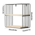 thumbnail image 3 of No-Drill Wall Mounted Storage Shelf | Double Layer Iron & Wood Display Rack | Gold or Black European Style | Living Room & Bedroom Wall Decor, 3 of 6