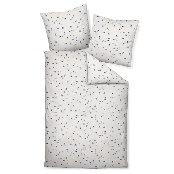 Janine Juego de cama de 2 piezas - Tango, Mako-Soft-Seersucker, algodón, estampado floral Azul 135x200cm