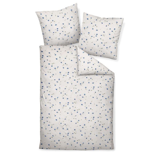 Janine Juego de cama de 2 piezas - Tango, Mako-Soft-Seersucker, algodón, estampado floral Azul 135x200cm