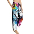 thumbnail image 3 of Cauagu Cool Colorful Wolf Pajama Pants for Women Loose Fit Wide Leg Trouser Pants Casual Elastic Waist Drawstring Lounge Pants, 3 of 6