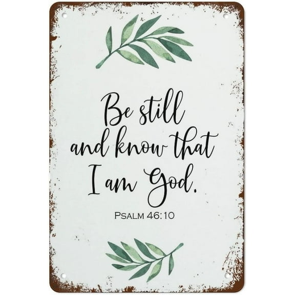 JUSIP Vintage Be Still And Know That I Am God Art Prints Laundry Funny Signs For Wall Art Decor For Home Kitchen Bathroom Restaurant Garden Decorations 8x12 Inch Metal Sign