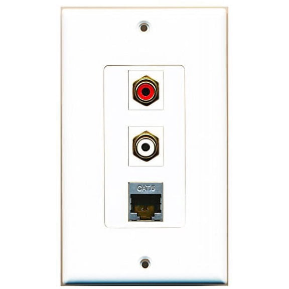 RiteAV - 1 Port RCA Red and 1 Port RCA White and 1 Port Shielded Cat6 Ethernet Decorative Wall Plate Decorative