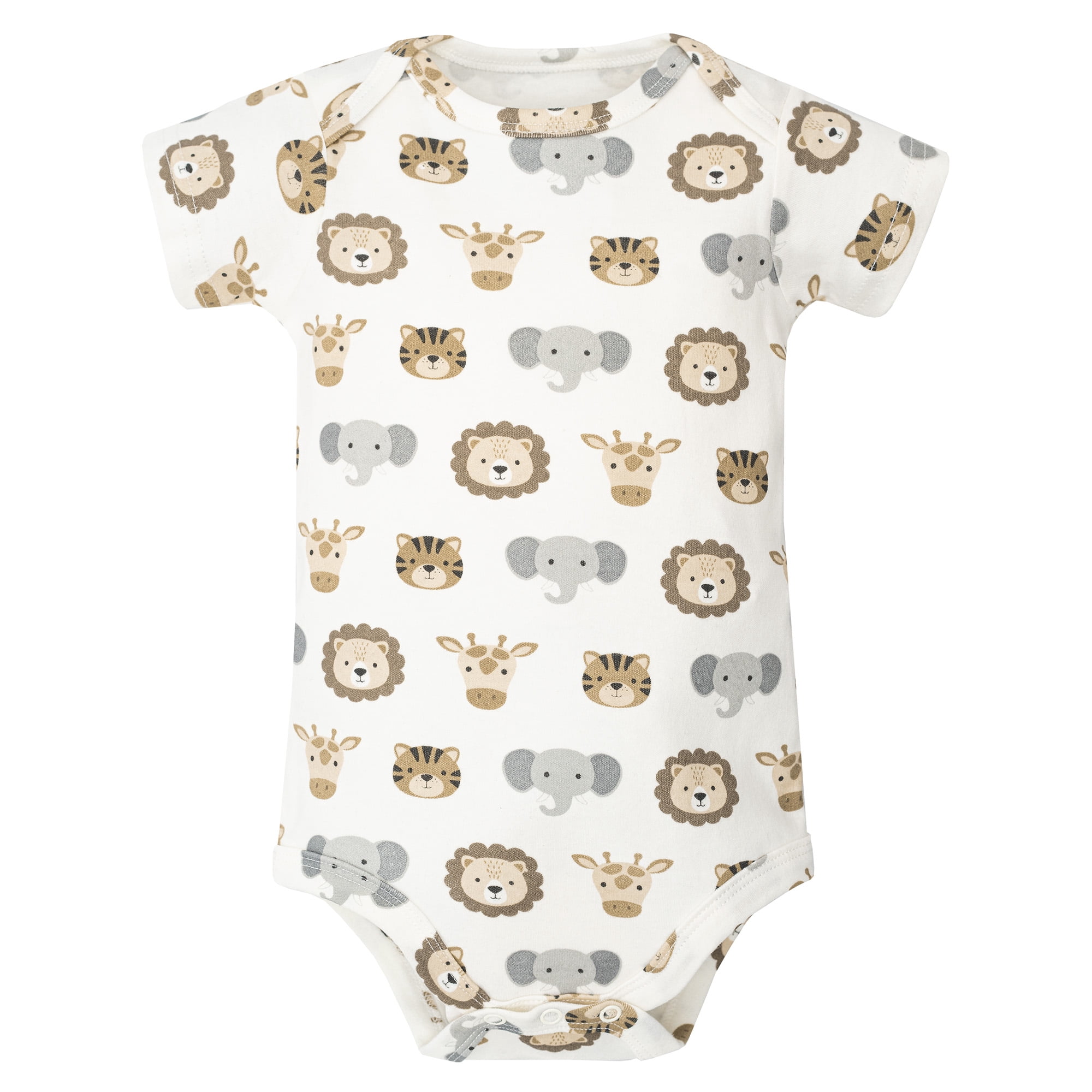 Hudson Baby Infant Cotton Bodysuits 5-Pack, Happy Little One Safari, 12-18 Months