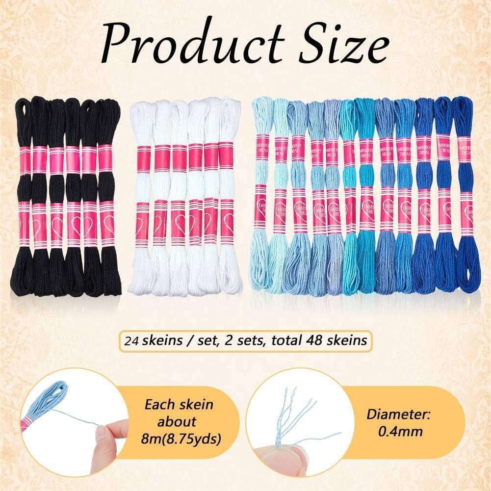48 Skeins Sewing Thread Embroidery Floss Thread Kit 0.4mm Thick Stitch Cord Friendship Bracelets Crafts Floss for Hand Embroidery Sewing Crafts Mixed Color