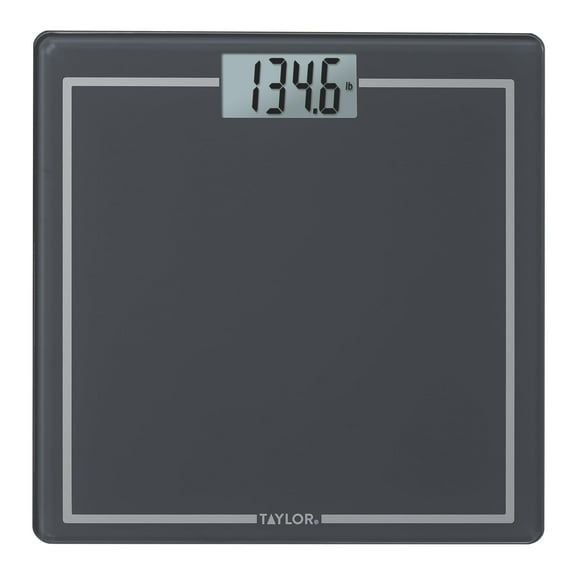 Báscula digital Taylor con asa plegable integrada, la báscula de baño portátil definitiva para pesarse, práctica y minimalista, con capacidad para 200 kg, color azul acero.