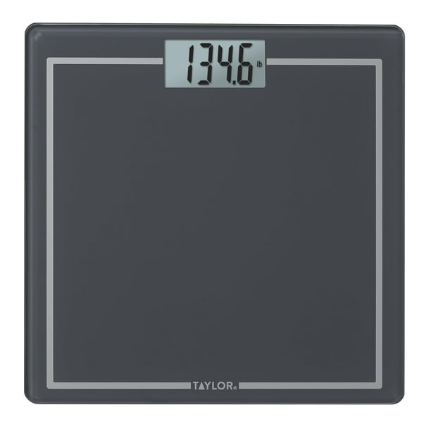 Báscula digital Taylor con asa plegable integrada, la báscula de baño portátil definitiva para pesarse, práctica y minimalista, con capacidad para 200 kg, color azul acero.