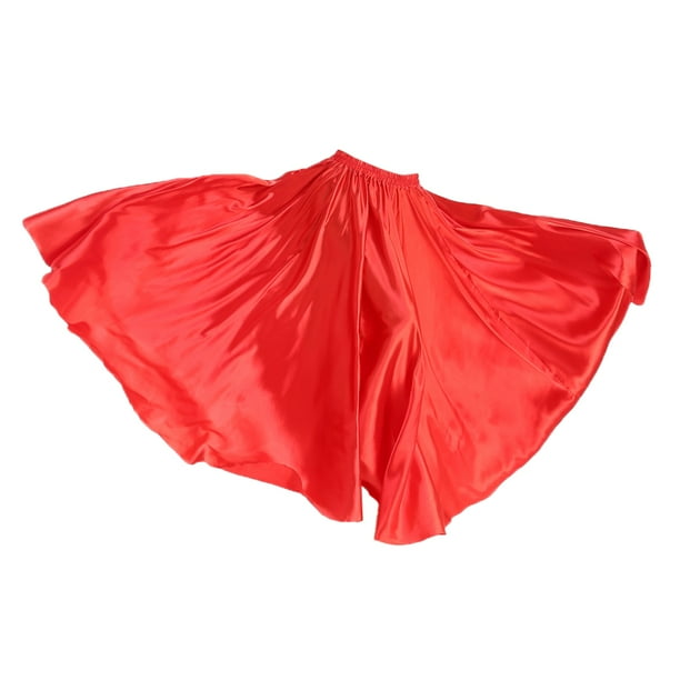 danza del vientre satén falda de círculo completo falda de lujo brillante de halloween rojo SM SunniMix Vestido largo de satén con danza del vientre