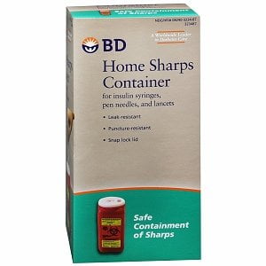 BD Home Sharps Container 1-2/5 qt, for Insulin Syringes, Snap Lock Lid, Leak Resistant, Puncture