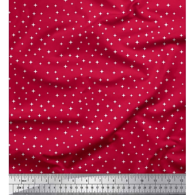 Soimoi Cotton Cambric Fabric Star Small Print Fabric by The Yard 56 Inch Wide