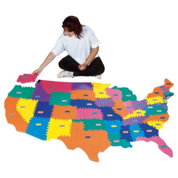 flaghouse giant foam puzzle map continental usa 12 game activity