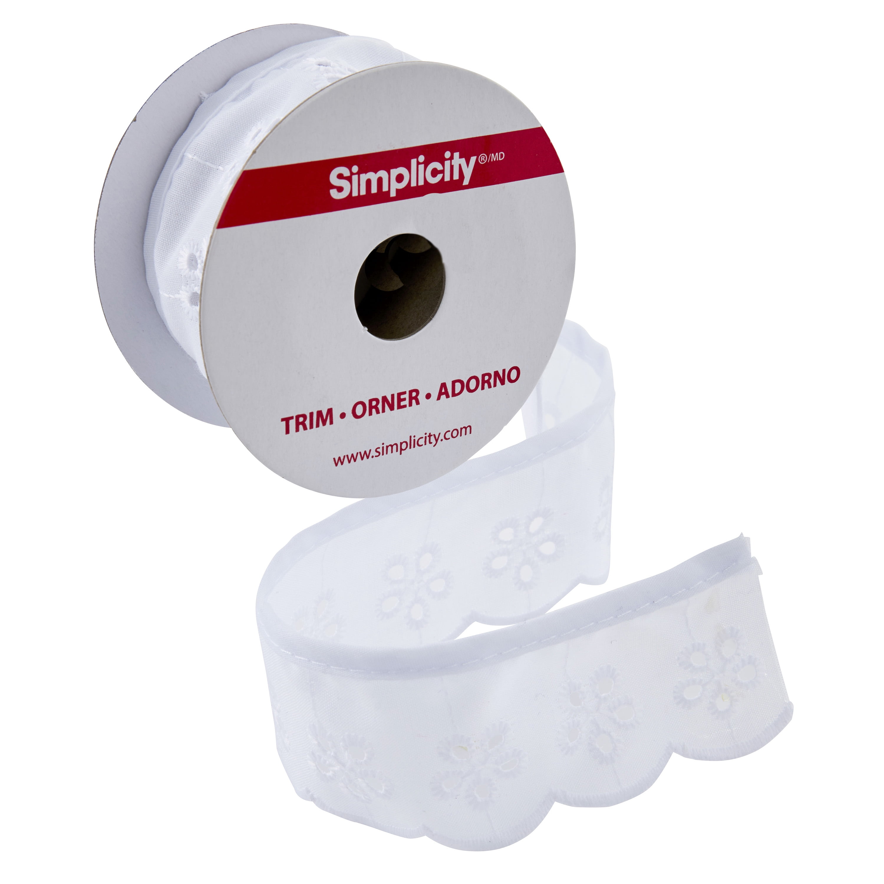 Simplicity Trim, White 1 3/4 inch Daisy Eyelet Trim Great for Apparel, Home Decorating, and Crafts, 1 Yard, 1 Each