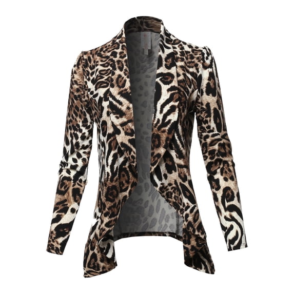 FashionOutfit Women's Casual Work Office Open Front Style Long Sleeves Blazer Jacket - Made in USA