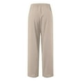 thumbnail image 3 of DuoJiaJ Linen High Waisted Wide Leg Palazzo Pants For Women Casual Summer Drawstring Trousers Flowy Beach Pants With Pockets Plus Size Casual Pants, 3 of 4