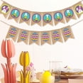thumbnail image 5 of BHappy, arpillera de Pascua para pancarta, estampado de huevos de conejo, banderines, guirnaldas de bandera, utilería para fotos, decoración Diy para fiesta de vacaciones Vintage esquí esquí Gafas de esquí, 5 of 5