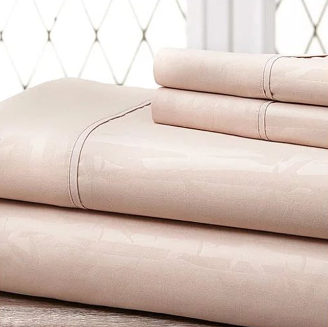4Piece Bamboo Embossed Bed Sheet Set Hotel Quality