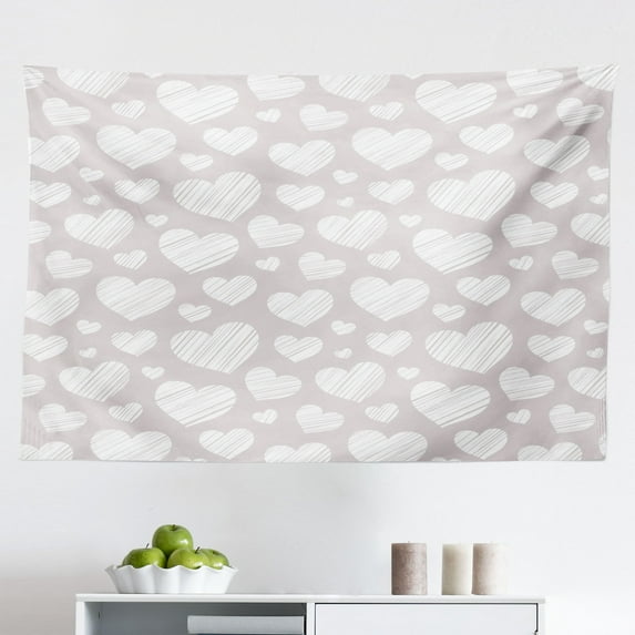Damask Tapestry, Ornamental Victorian Pattern of Modern Minimal Influences Classic Avant Garde, Fabric Wall Hanging Decor for Bedroom Living Room Dorm, 2 Sizes, Black and White, by Ambesonne