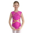 thumbnail image 3 of YiZYiF Kids Girls Glittery Rhinestone Gymnastics Leotard Keyhole Back Mesh Sleeveless Dance Bodysuit Hot Pink 16, 3 of 7