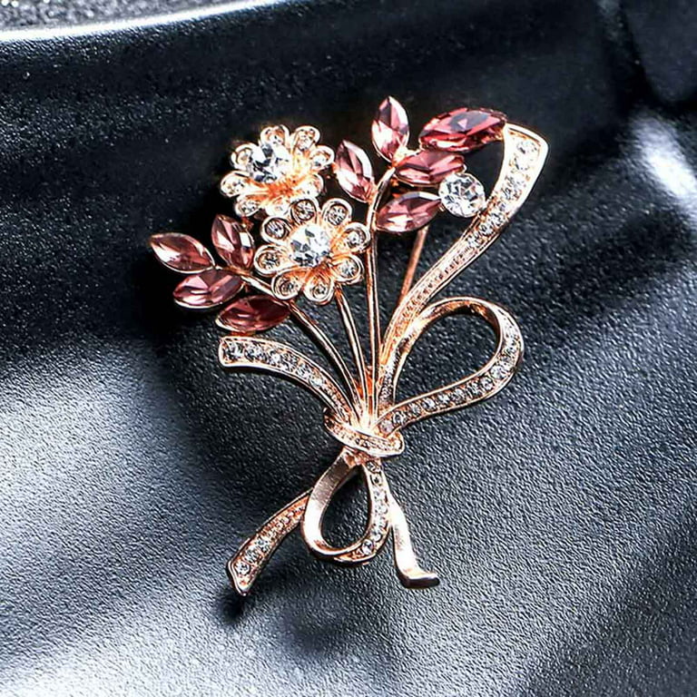 OPOLSKI Brooch Pin Big Rhinestone Hollow Design Alloy Engagement Jewelry Brooch  for Women 