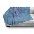 thumbnail image 3 of Blue Mandala Soft Flannel Fleece Throw Blanket, Psychedelic Pattern in Abstract Style with Curly Lines and Waves, Cozy Plush for Indoor and Outdoor Use, 60" x 80", Aqua Blue and White, by Ambesonne, 3 of 6