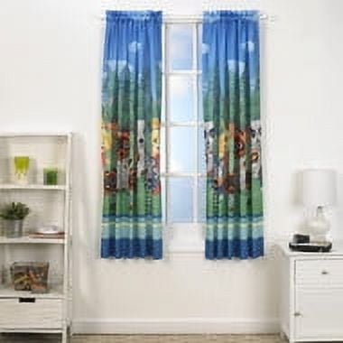 Animal Crossing Kids Bedroom Window Curtain Set, 2 Panels, 63" Length, Blue