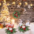 thumbnail image 7 of Triani 4Pcs Christmas Candle Holder Wreath Artificial Maple Leaves and Berries Candle Rings Greenery Pinecones Table Centerpiece for Festive Table Centerpiece Winter Holiday, 7 of 7