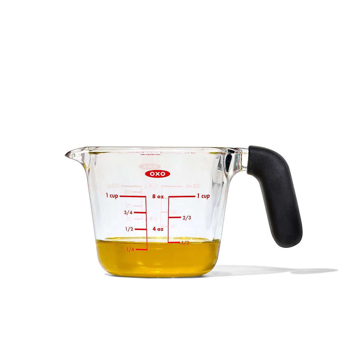 OXO 1 Cup Glass Measuring Cup, Easy-Read Measurement Markings Cup for Cooking, Baking & Liquid Ingredients