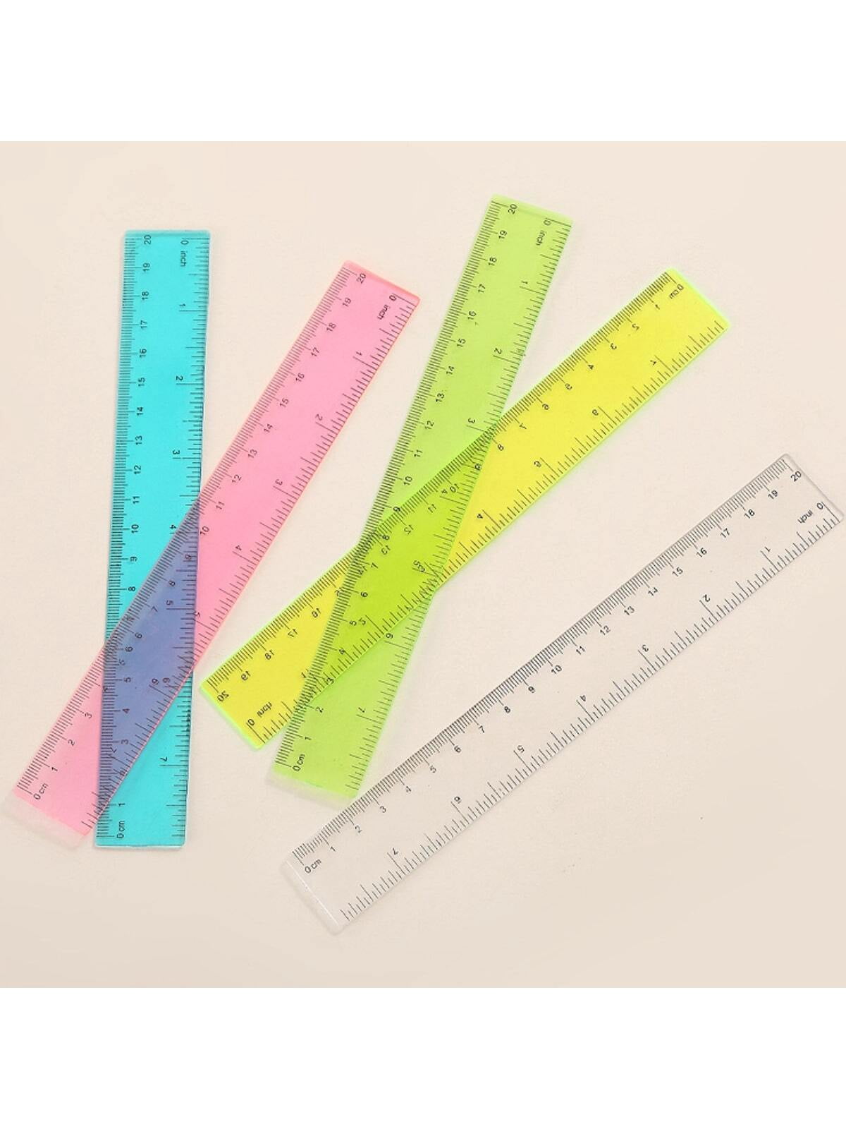 Creative Drawing Tool 20cm Colorful Plastic Ruler With Cute Transparent ...